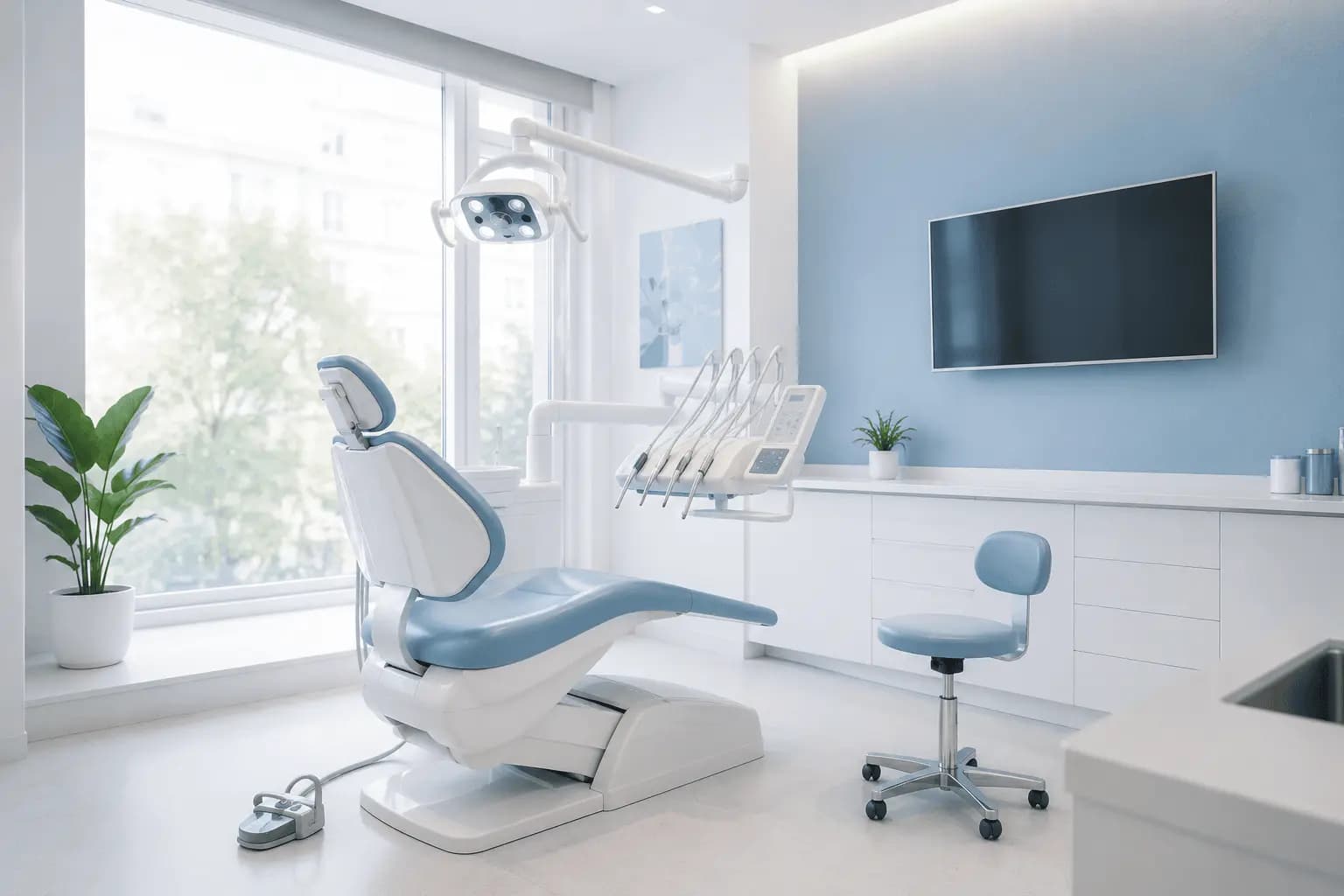 A treatment room with modern dental equipment